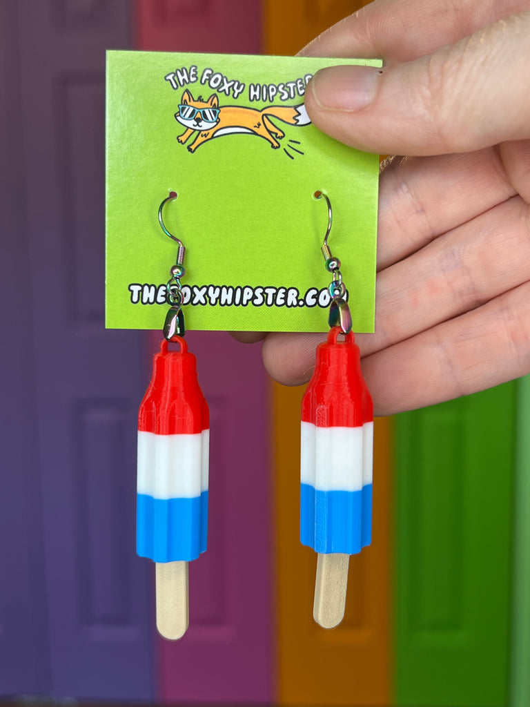 Red White and Blue Ice Pop Dangle Earrings