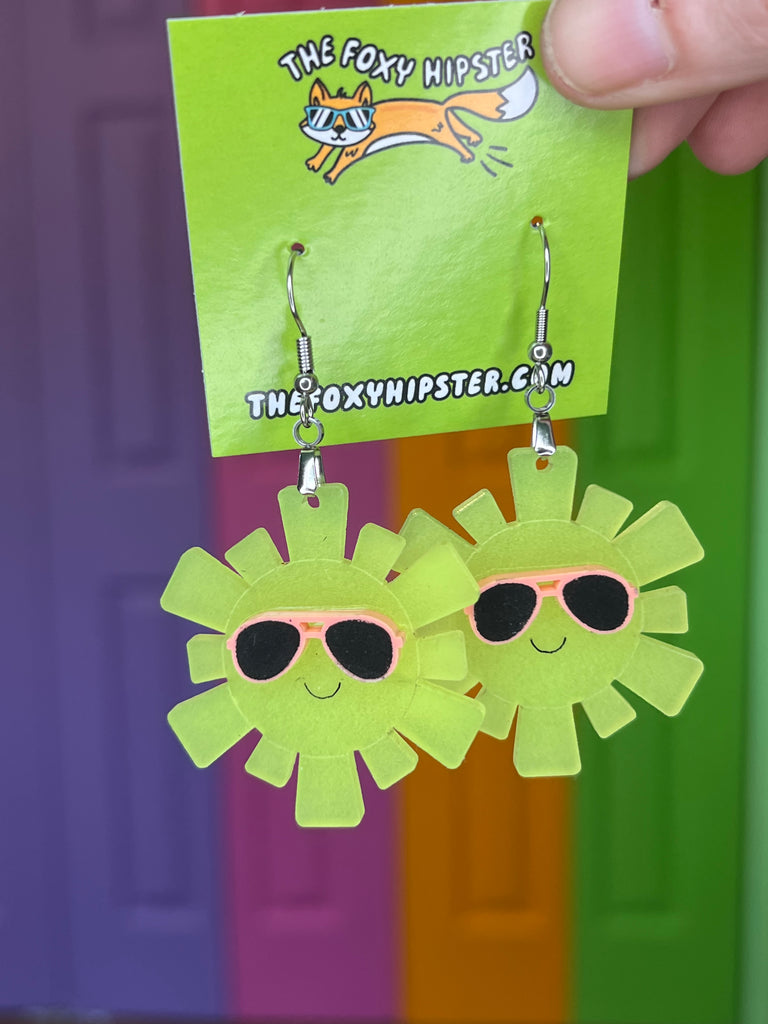 Happy Sun Glow in the Dark Dangle Earrings