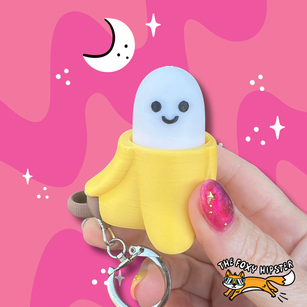 Banana Fidget Toy Clicker Keychain Bag Charm