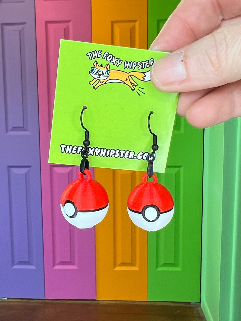 Poke Ball Dangle Earrings