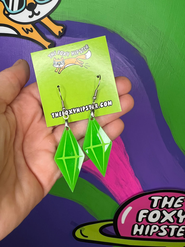 The Sims Acrylic Plumbob Dangle Earrings