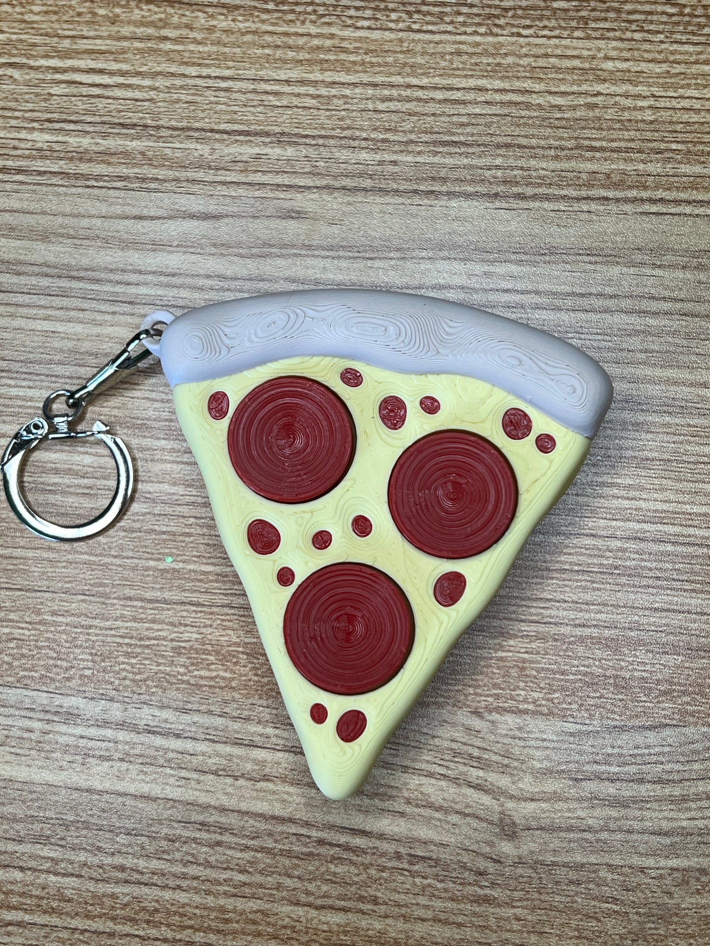 Pizza Pepperoni Triple Fidget Toy Clicker Keychain Bag Charm