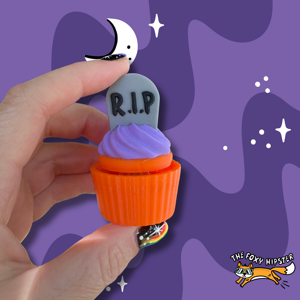 Halloween RIP Tombstone Cupcake Fidget Toy Clicker
