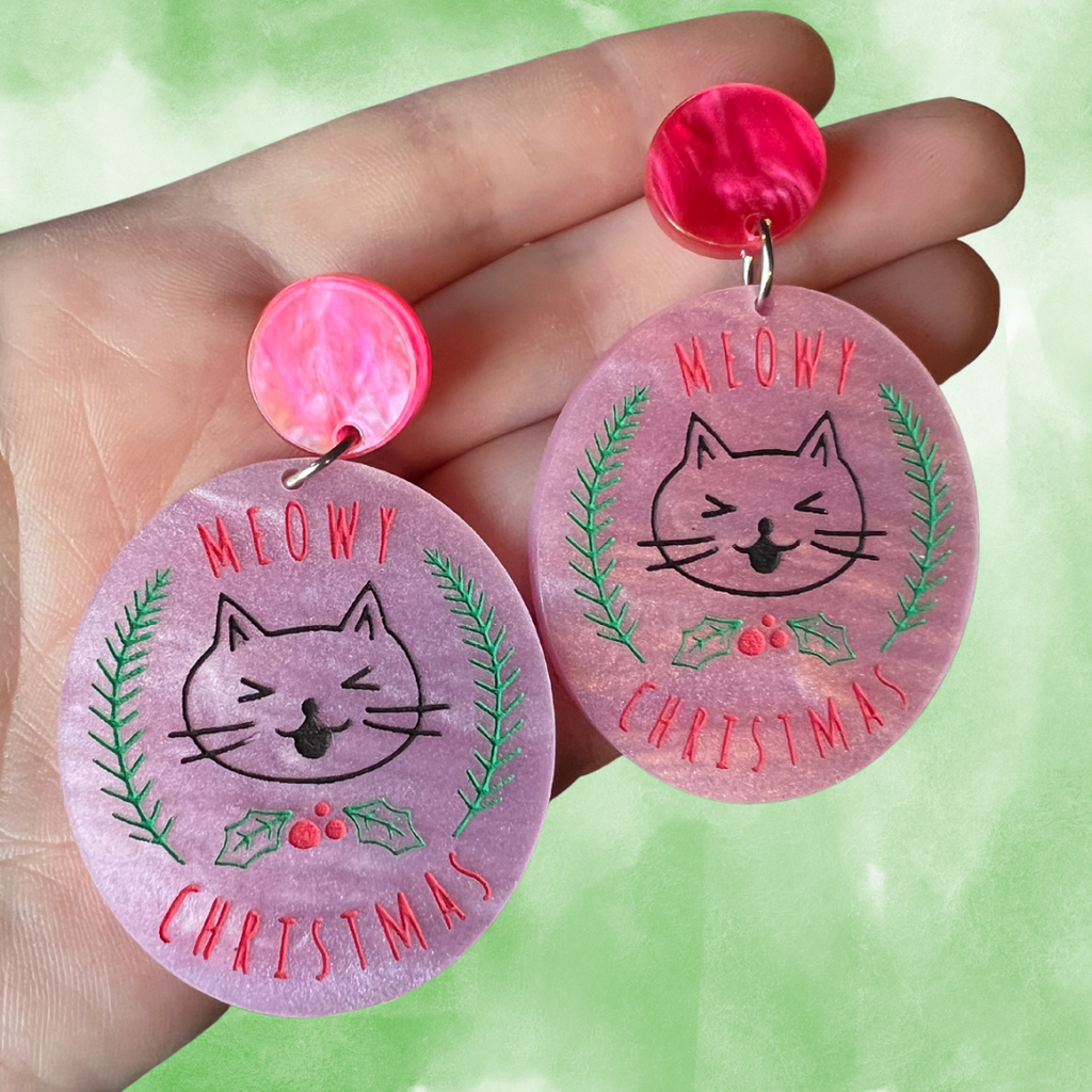 Christmas Meowy Christmas Dangle Earrings
