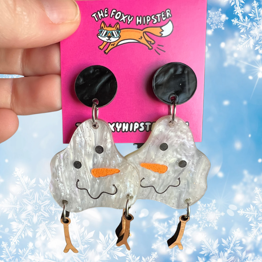 Christmas Melting Snowman Earrings