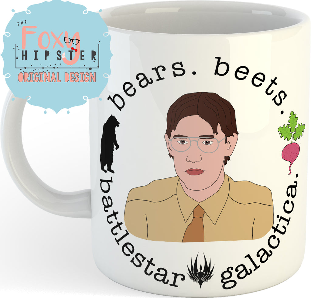 The Office Jim Halpert Bears Beets Battlestar Galactica 11oz Coffee Mug