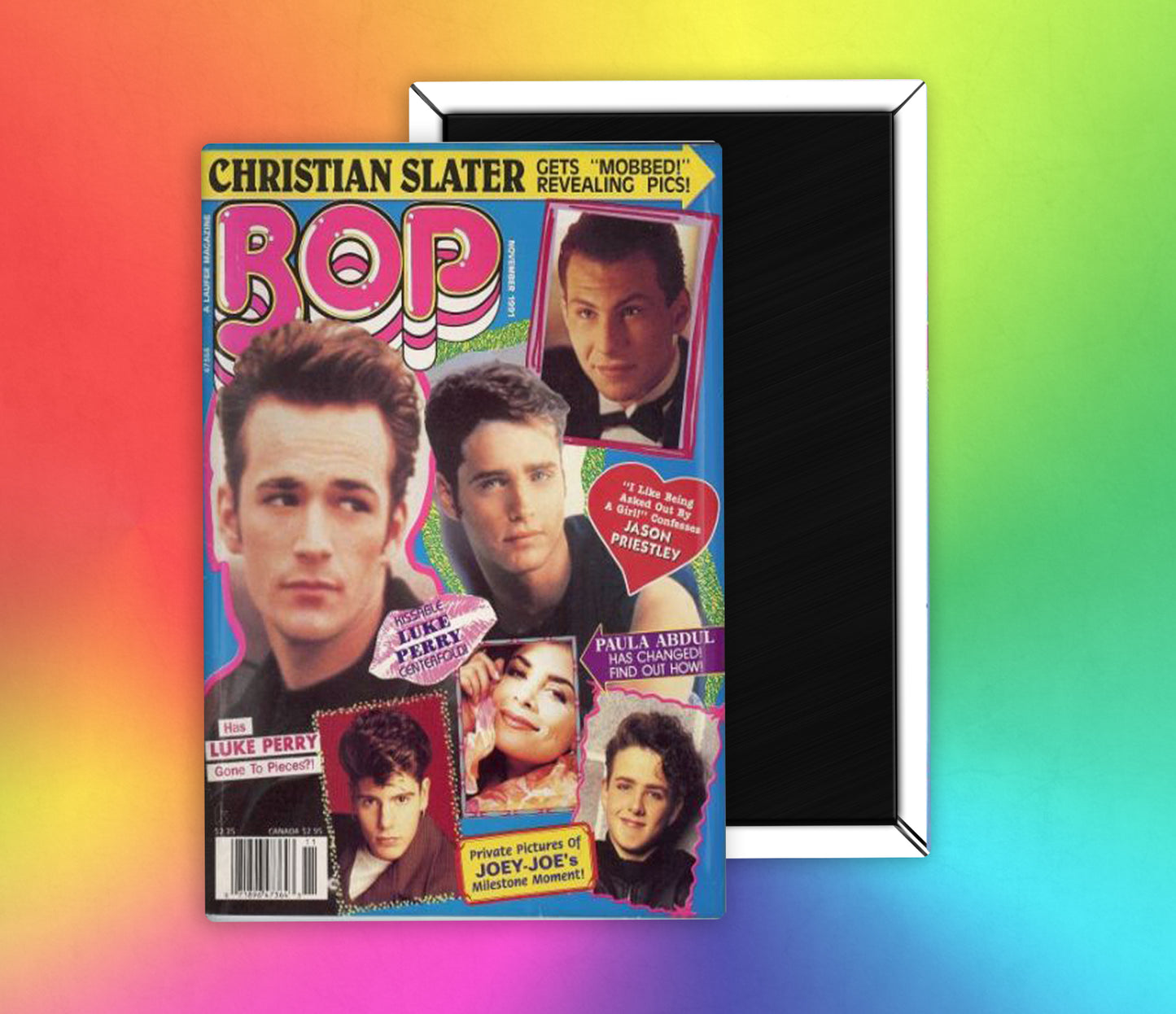Bop BB 90's Teen Magazine Christian Slater Jordan Knight 90210 Fridge Magnet