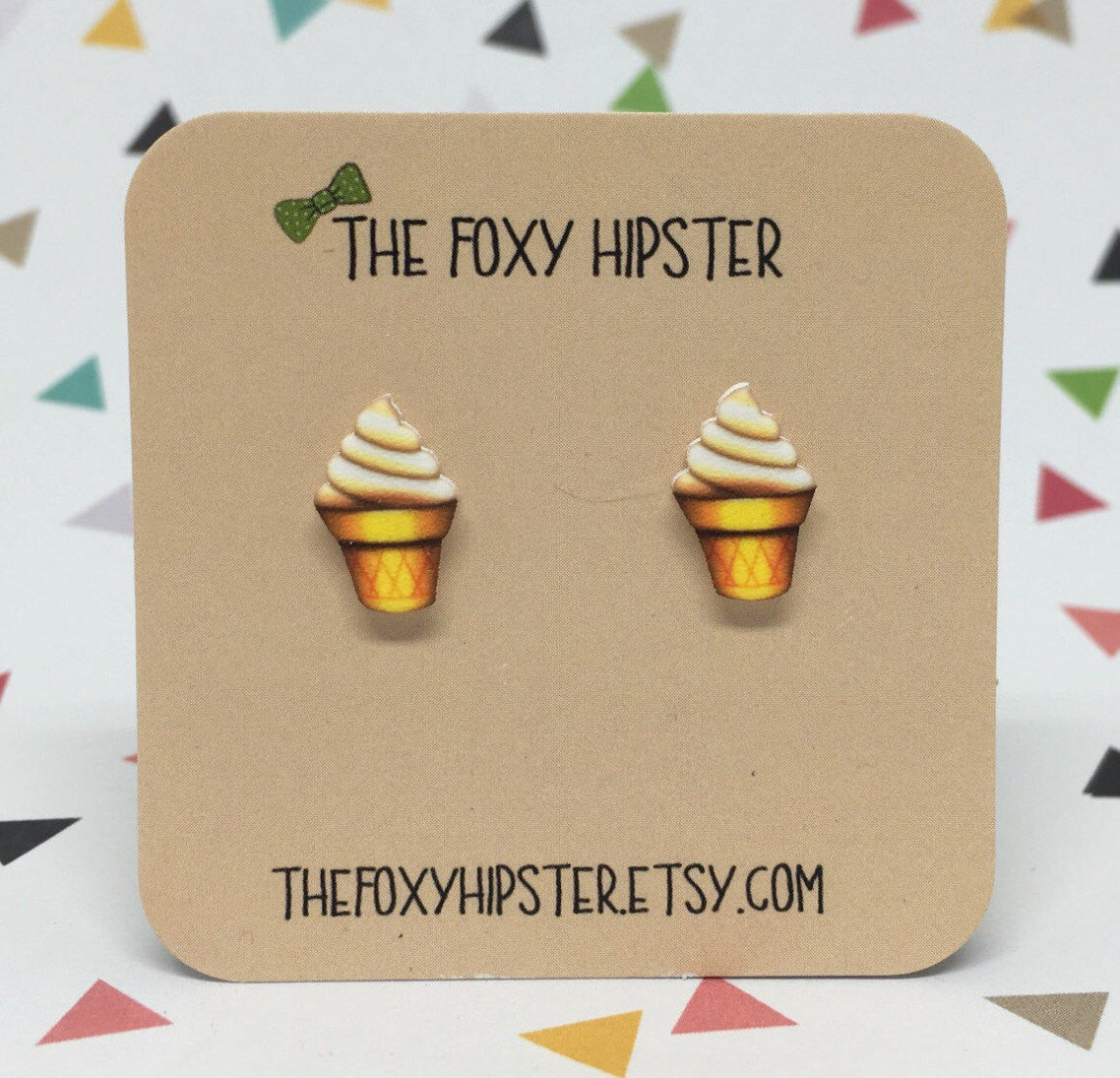 Ice Cream Cone Emoji stud Earrings