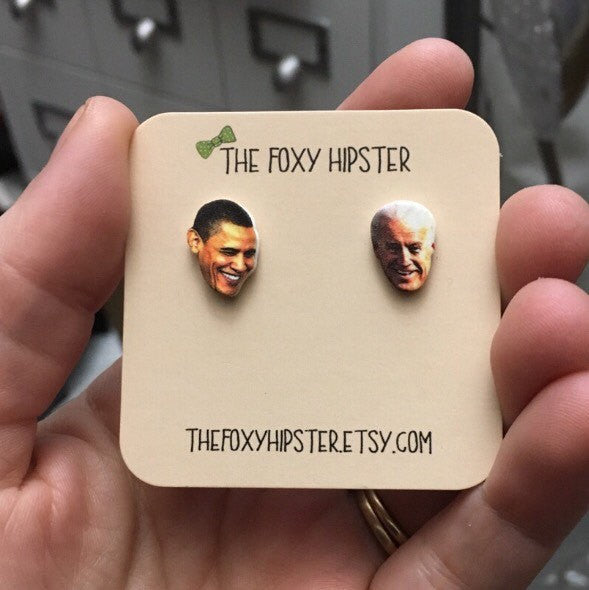 Barack Obama and Joe Biden Earrings