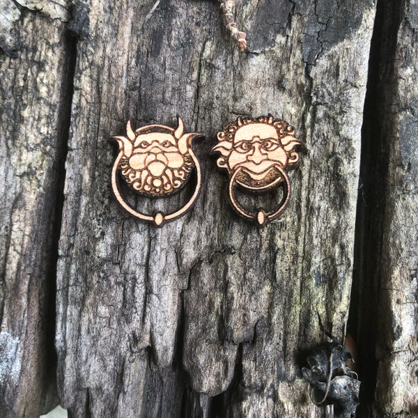 Wooden Labyrinth knockers Inspired Stud Earrings