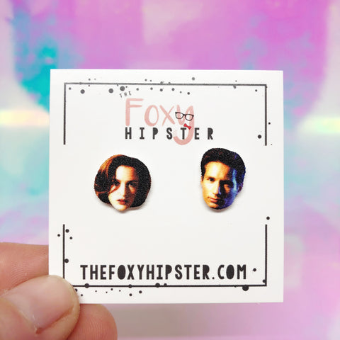 X Files Scully and Mulder Stud Earrings