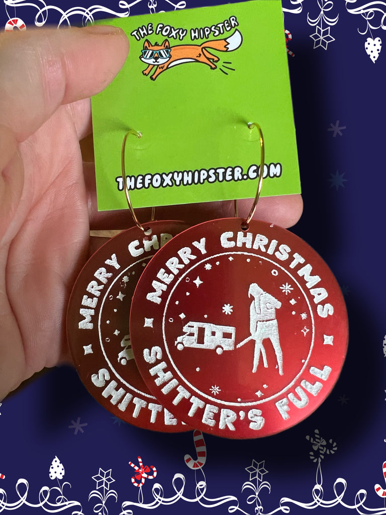 Merry Christmas Shitter’s Full Hoop Dangle Earrings