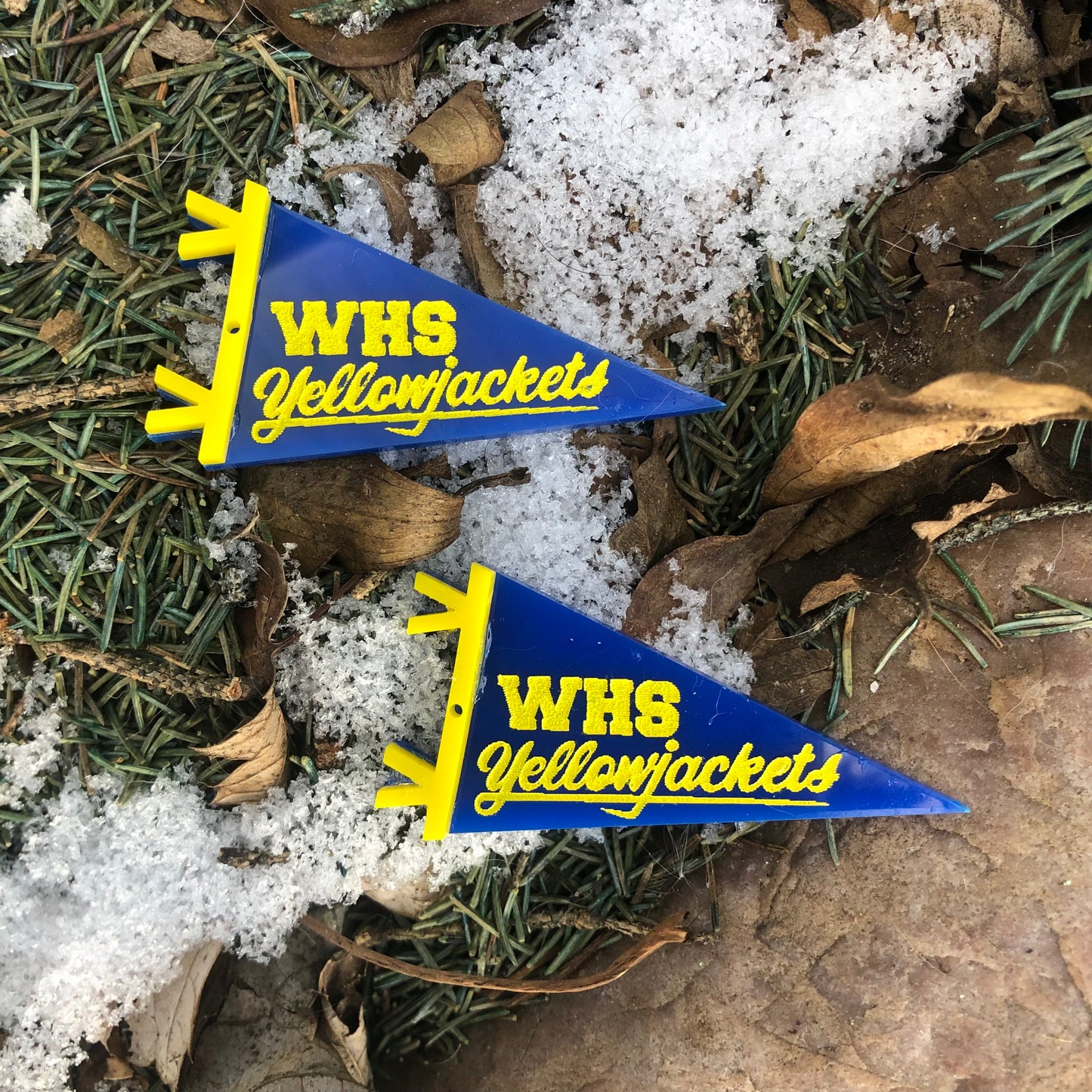 WHS Yellow jackets Pennant Dangle Fish Hook Earrings