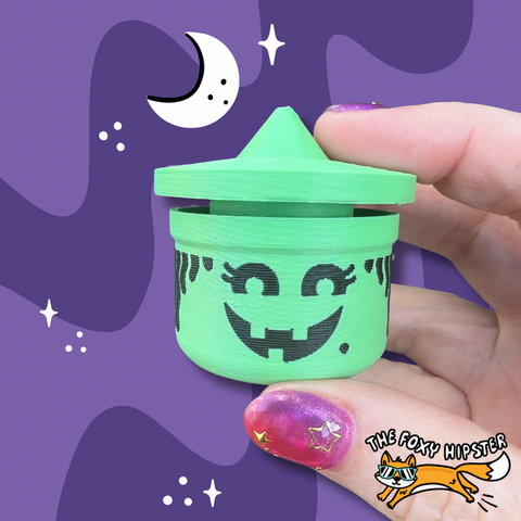 Boo Bucket Green Witch Fidget Toy Clicker Keychain Bag Charm