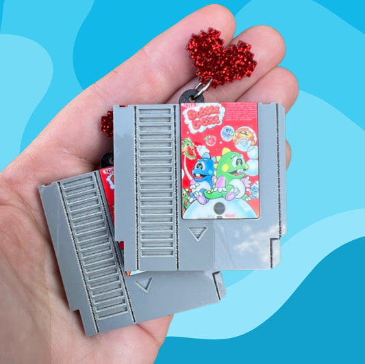 Bubble Bobble Nintendo Cartridge Dangle Earrings