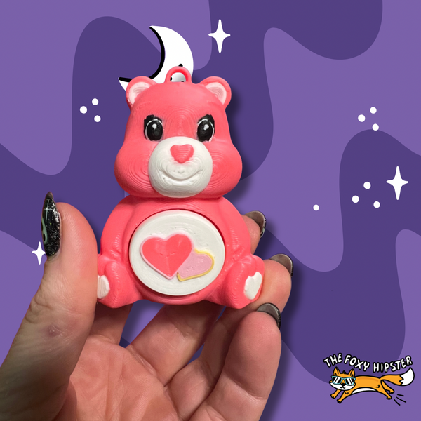 Pink Cheer Bear Fidget Toy Clicker Keychain Bag Charm