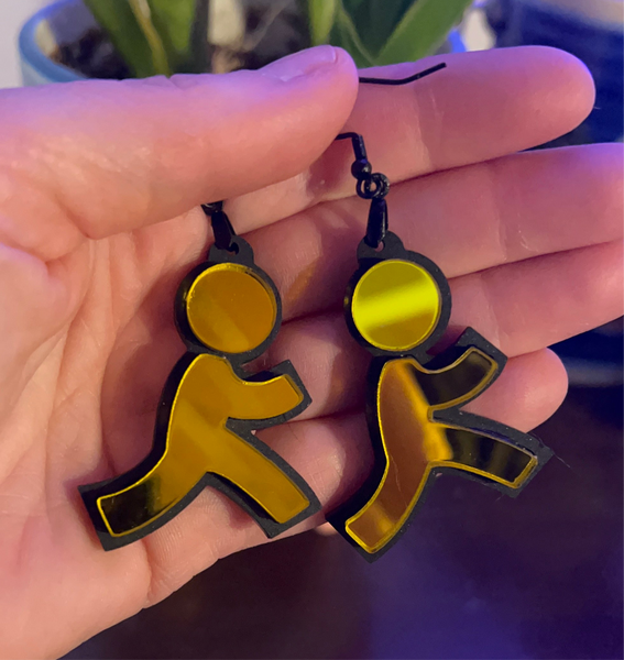 AOL Running Man Dangle Earrings