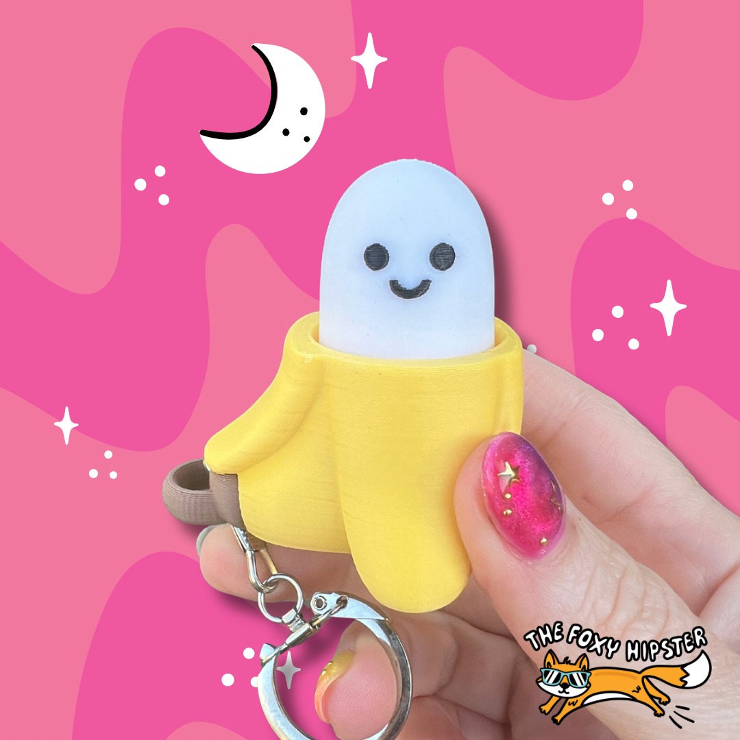 Banana Fidget Toy Clicker Keychain Bag Charm