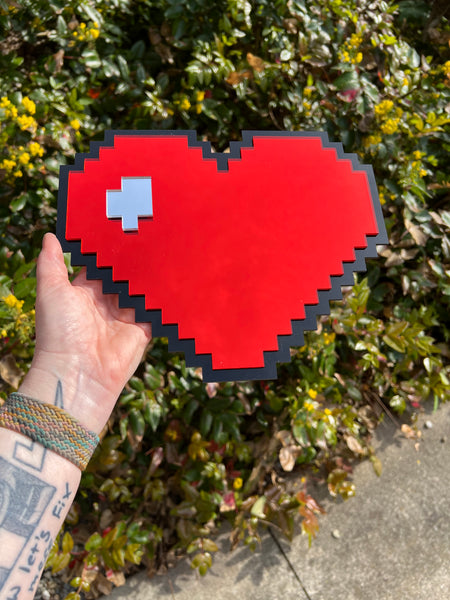 Pixel Heart Wall Art Mirror