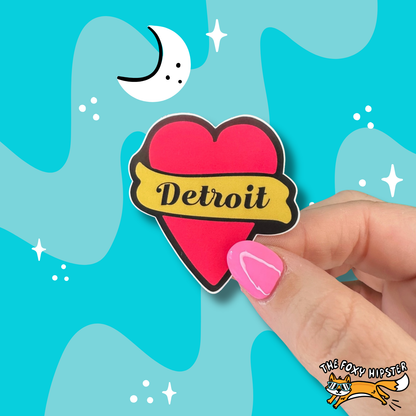 Detroit Tattoo Heart Vinyl Sticker