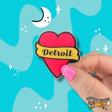 Detroit Tattoo Heart Vinyl Sticker