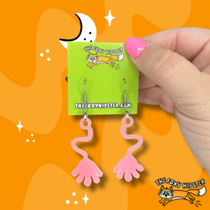 Sticky Slappy Hand Glow in the Dark Dangle Earrings