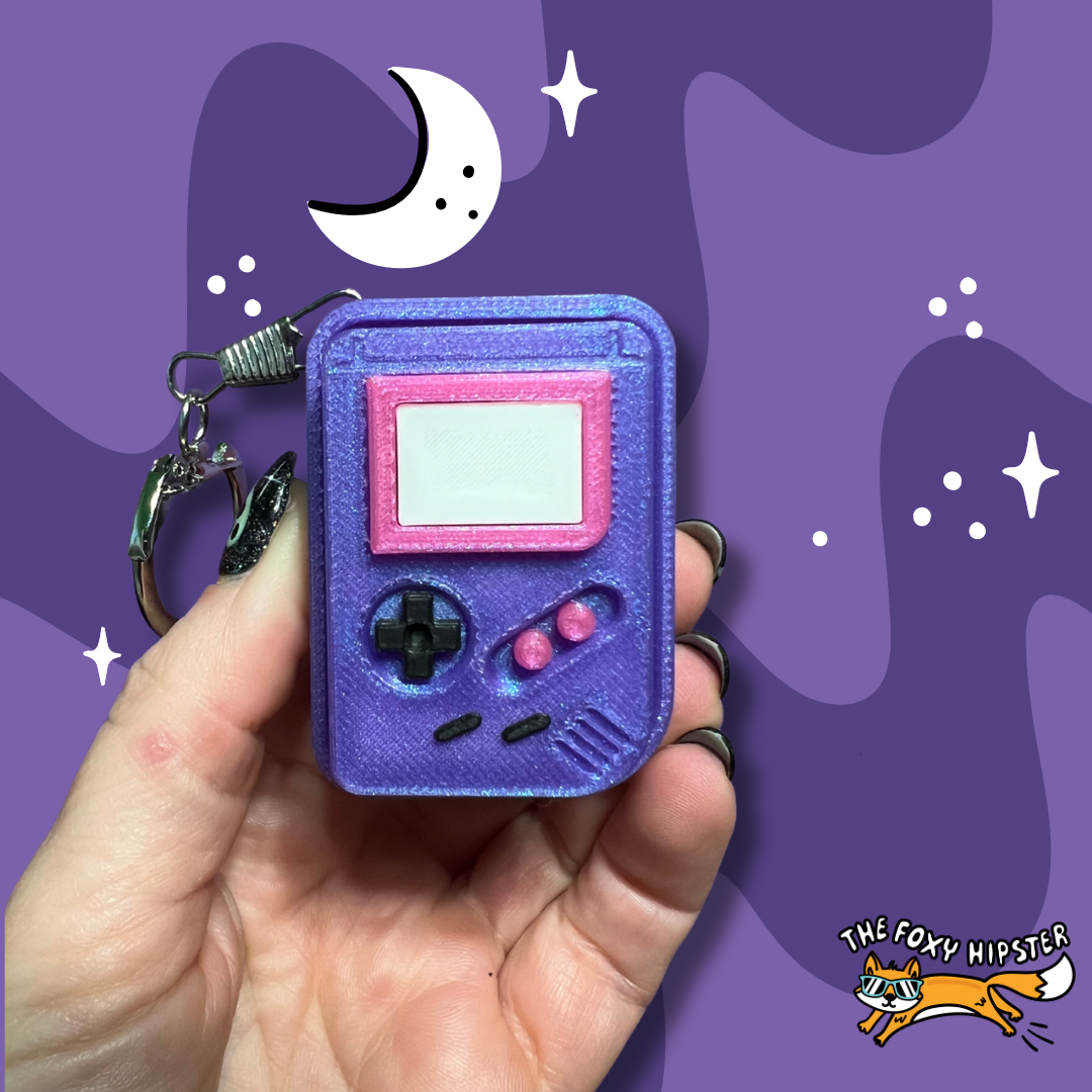 Purple Game System Fidget Toy Clicker Keychain Bag Charm
