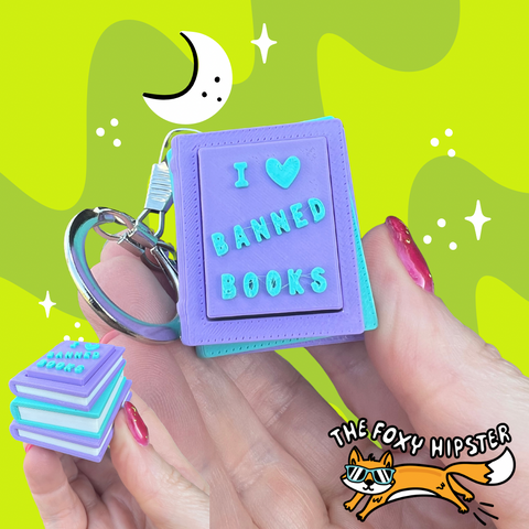 Banned Books Fidget Toy Clicker Keychain Bag Charm