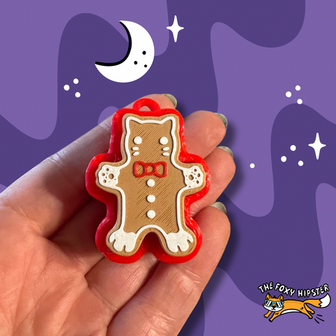 Cat Gingerbread Fidget Toy Clicker Keychain Bag Charm