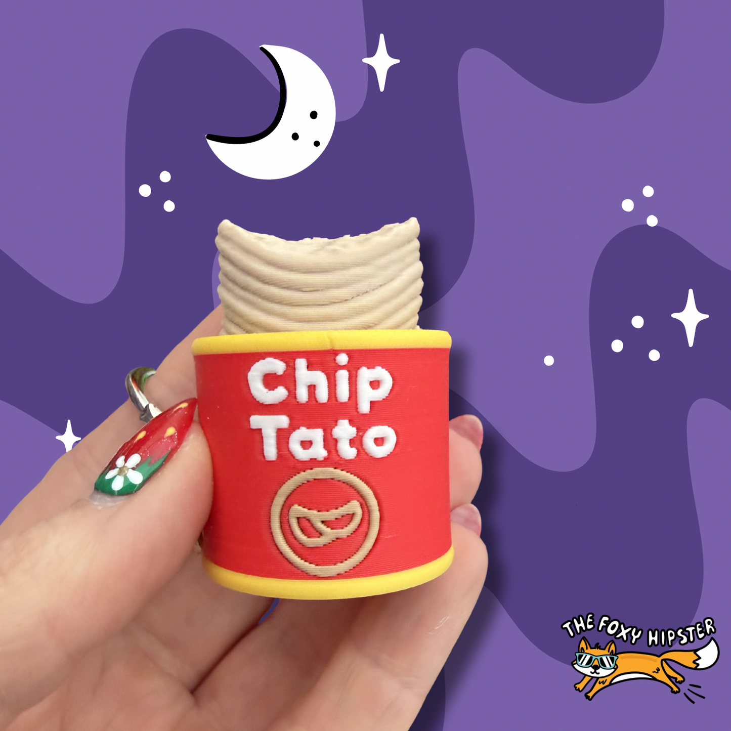 Potato Chip Can Fidget Clicker Keychain