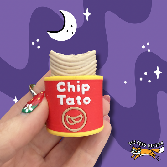 Potato Chip Can Fidget Clicker Keychain