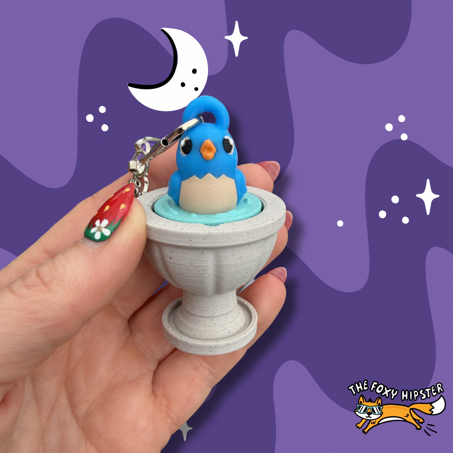 Birdbath Fidget Clicker Keychain