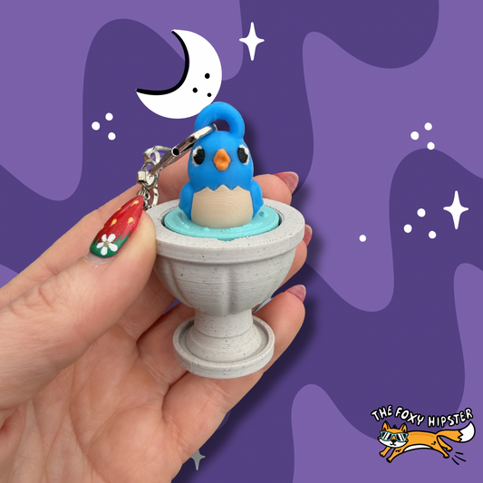Birdbath Fidget Clicker Keychain