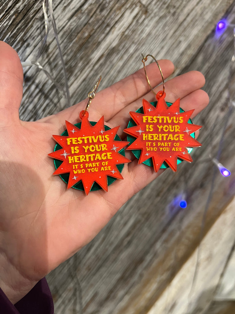 Festivus Seinfeld Hoop Dangle Earrings