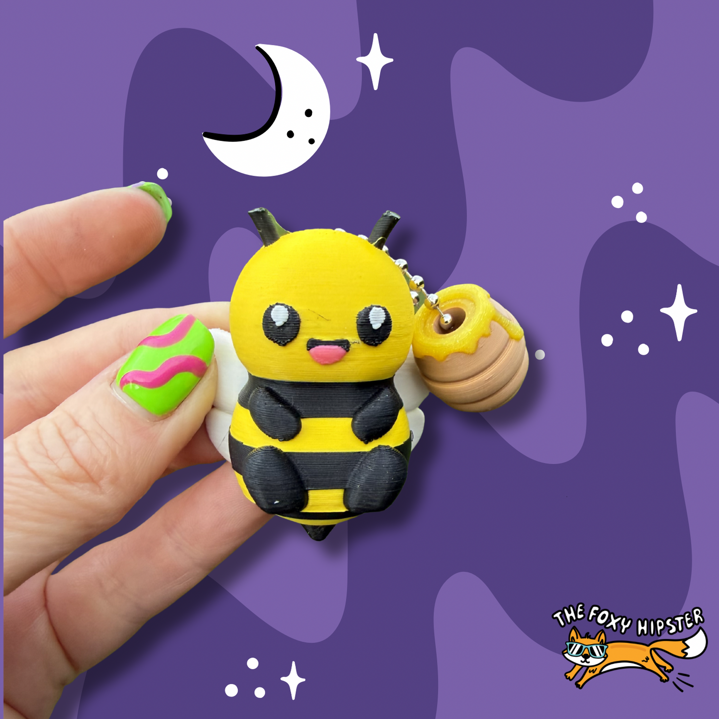 Bumble Bee Fidget Clicker Keychain