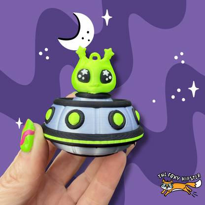 Alien UFO Fidget Clicker Keychain