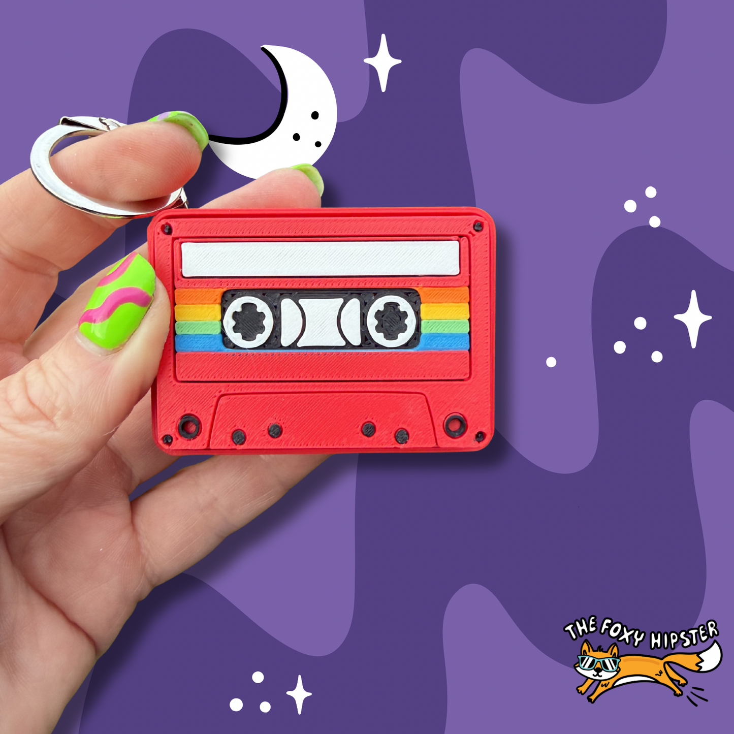 Cassette Tape Fidget Clicker Keychain