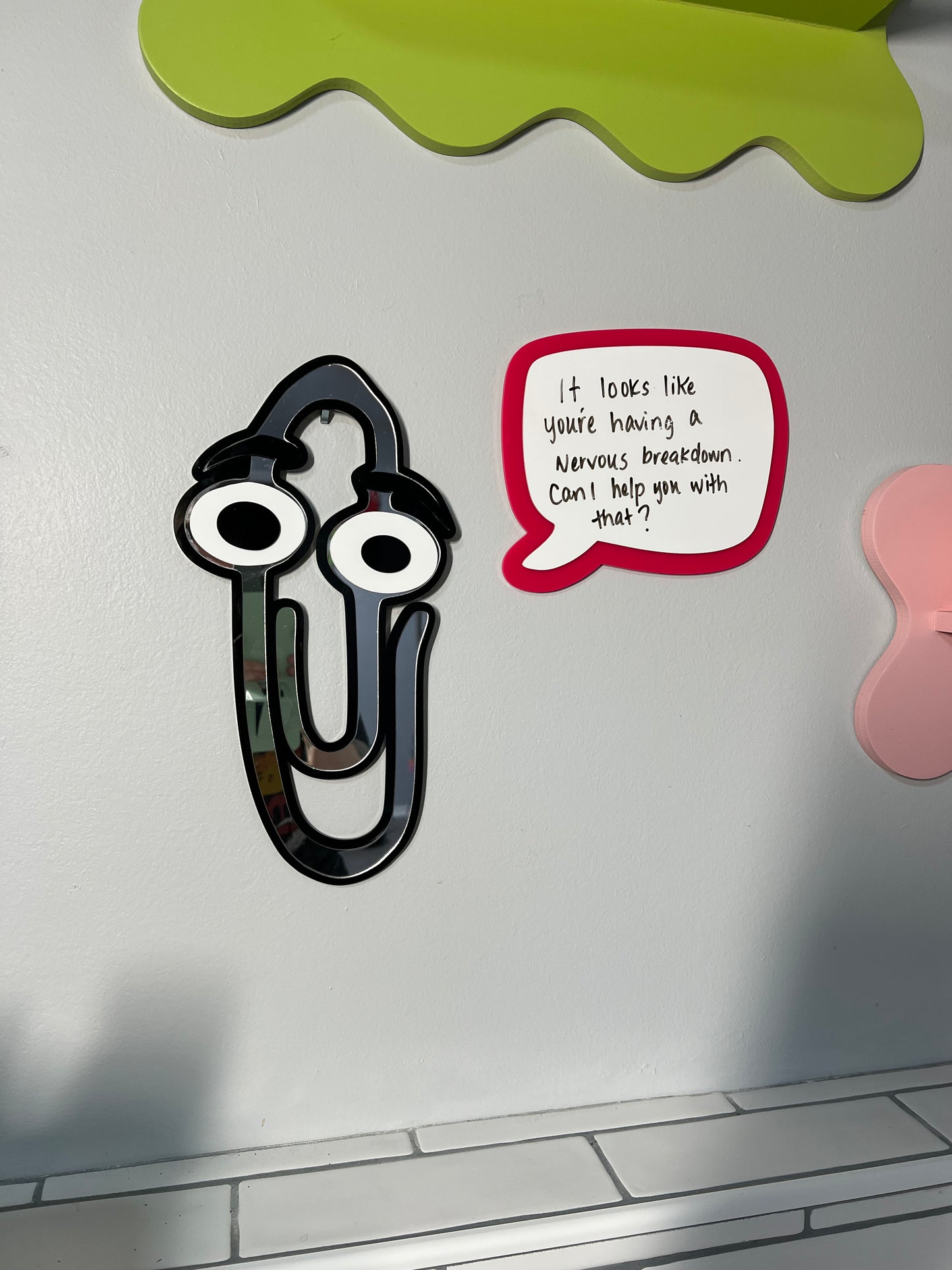 Clippy Y2k Dry Erase 90's  Wall Art Mirror