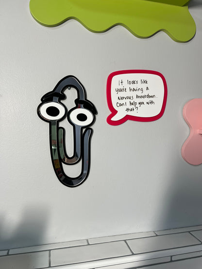 Clippy Y2k Dry Erase 90's  Wall Art Mirror