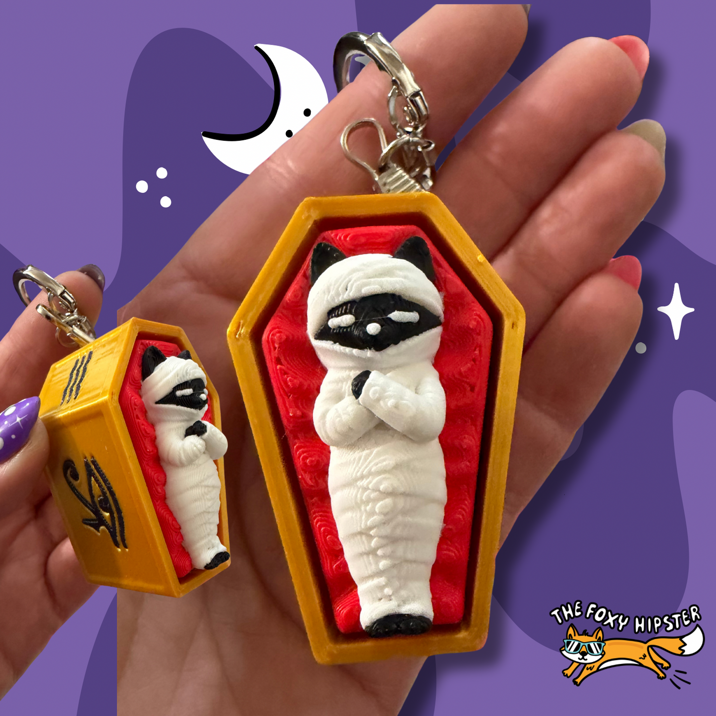 Mummy Cat Fidget Clicker Keychain