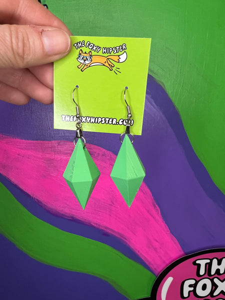The Sims 3D Green Plumbob Dangle Earrings