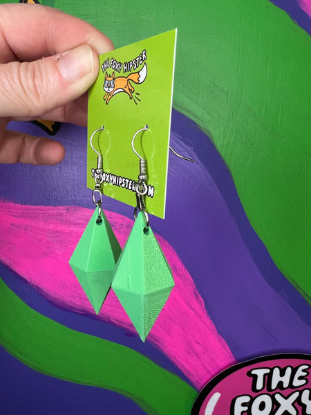 The Sims 3D Green Plumbob Dangle Earrings
