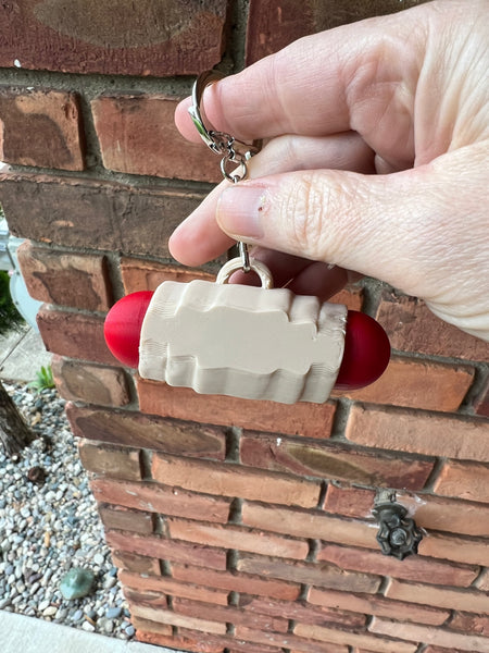 Pig in a blanket Fidget Toy Clicker Keychain