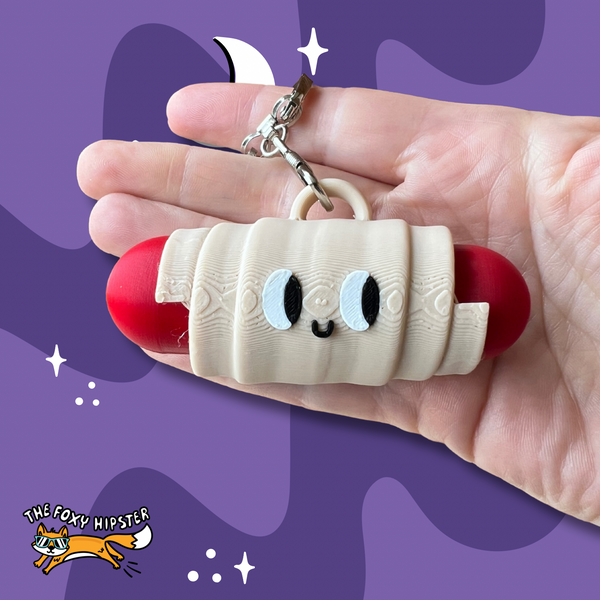 Pig in a blanket Fidget Toy Clicker Keychain