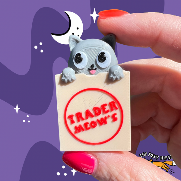 Trader Meows Grey Cat Fidget Toy Clicker
