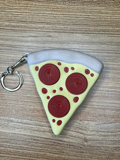 Pizza Pepperoni Triple Fidget Toy Clicker Keychain Bag Charm