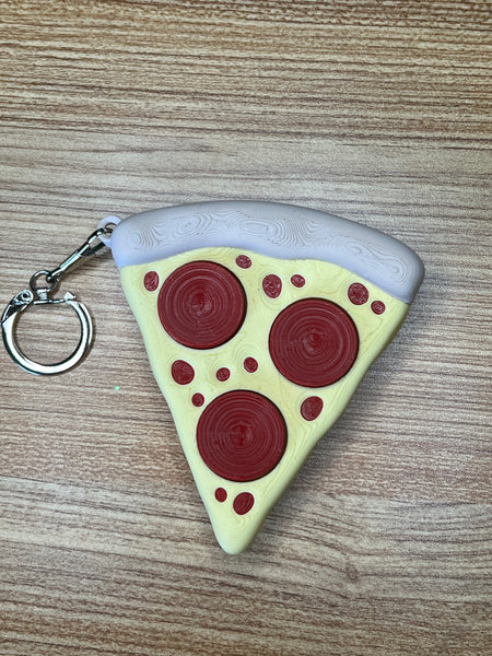 Pizza Pepperoni Triple Fidget Toy Clicker Keychain Bag Charm