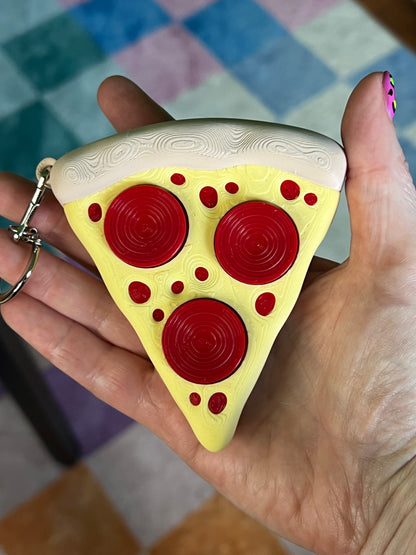 Pizza Pepperoni Triple Fidget Toy Clicker Keychain Bag Charm