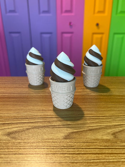 Ice Cream Chocolate Vanilla Twist Fidget Toy Clicker Keychain