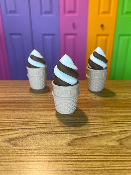 Ice Cream Chocolate Vanilla Twist Fidget Toy Clicker Keychain